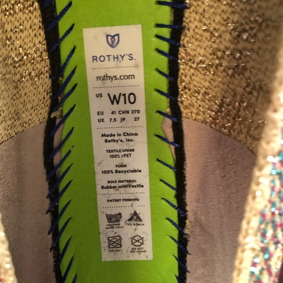 Rothy's Captor Round Toe Flats in Gold/Pink and Turquoise Size 10 - Picture 9 of 10